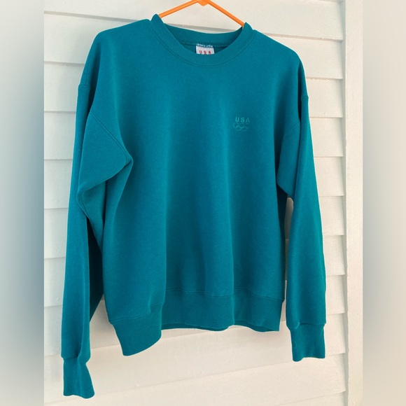 Vintage USA Olympics Teal Crew-Neck Sweatshirt Size Large - Picture 3 of 9